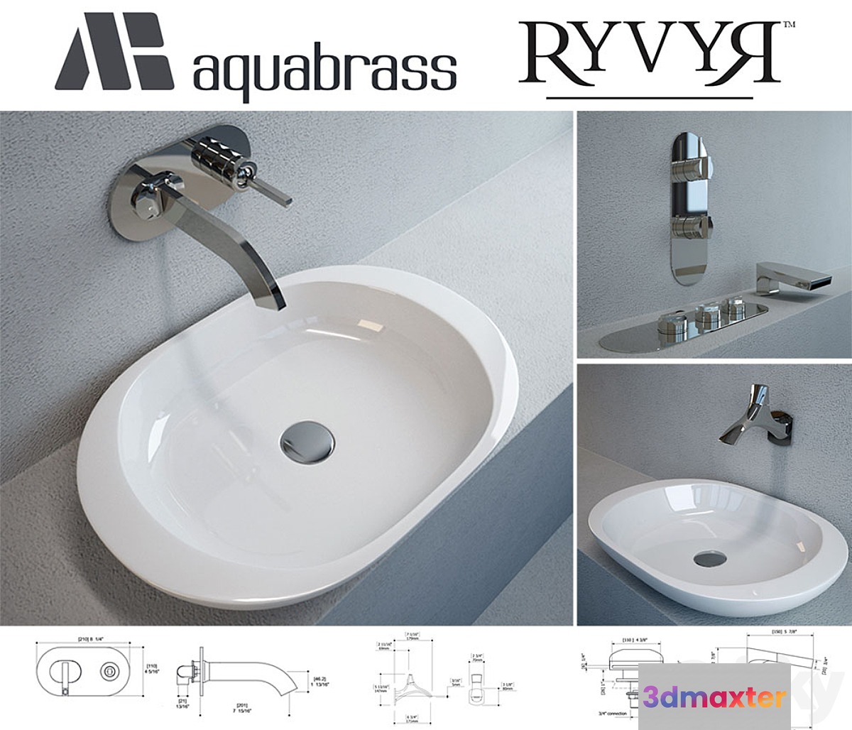 Aquabrass - set + sink faucets RYVYR
