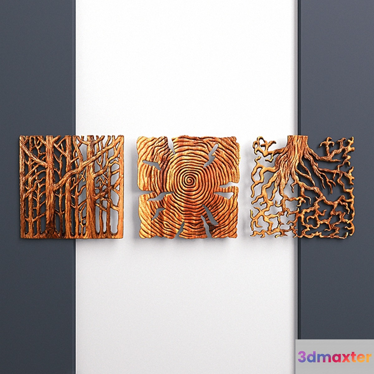 «Wooden Triptych Wall Panel» 3D Max