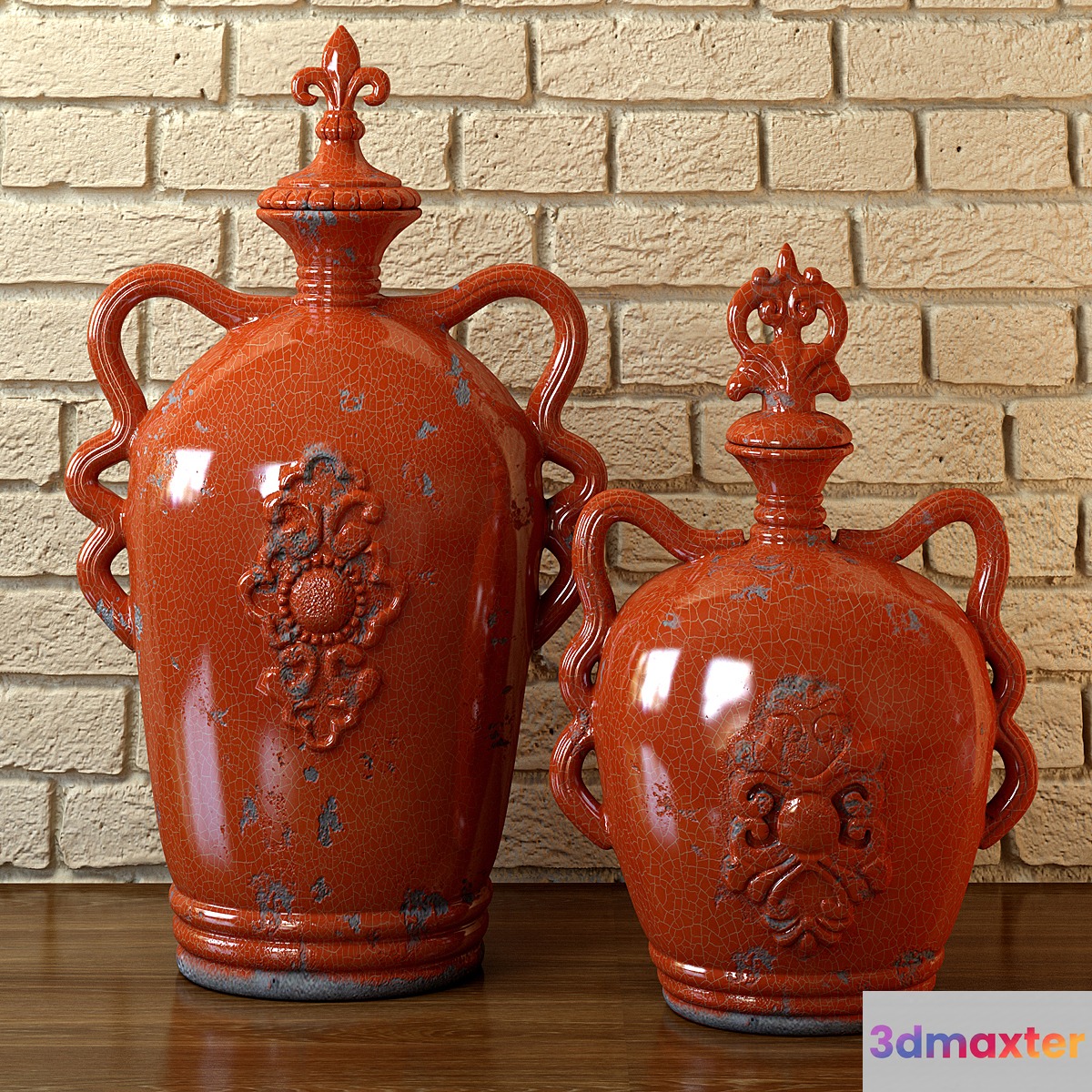 Vase with red craquelure 3D Max