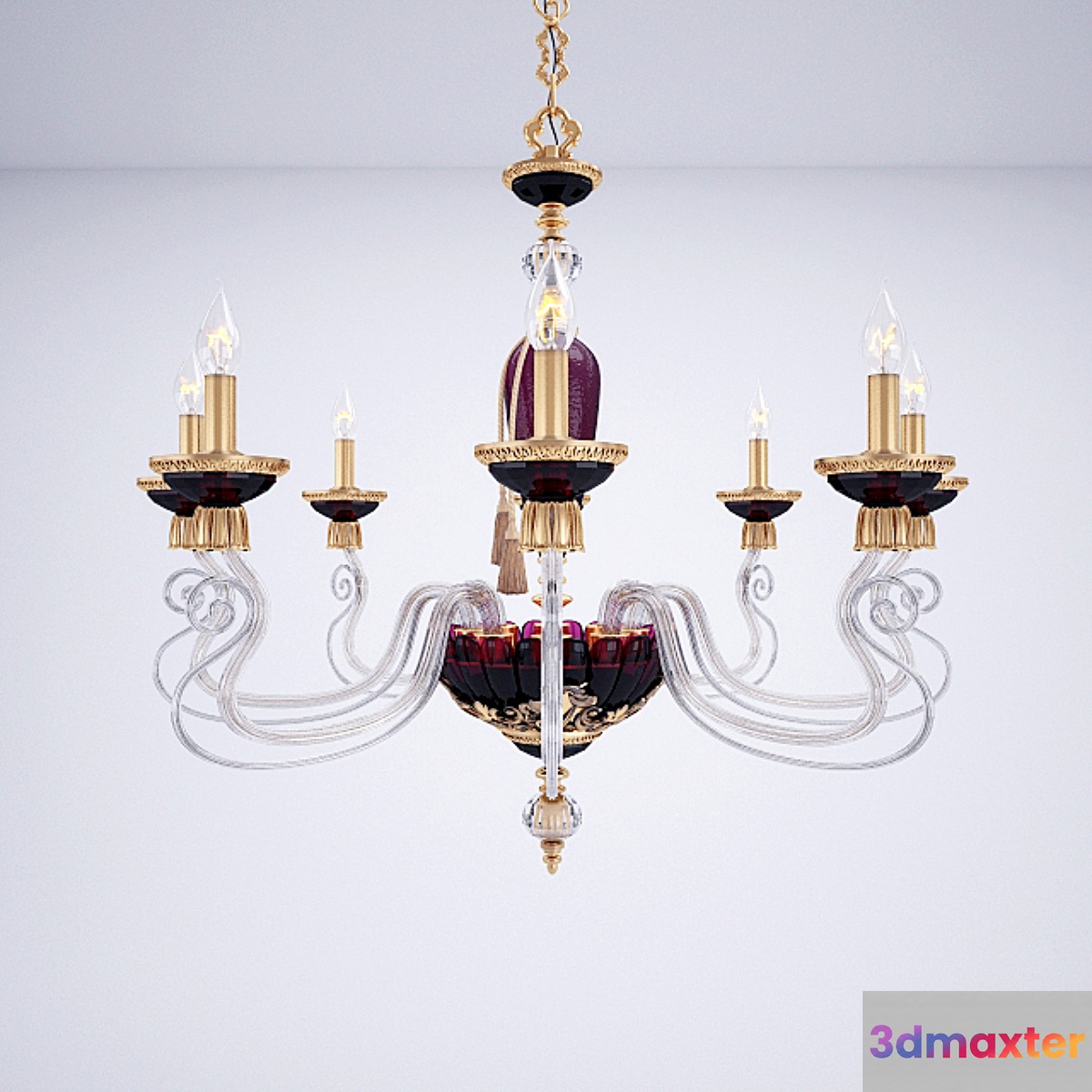 Chandelier BAROCCO L8 Violet - Gold 3D Max