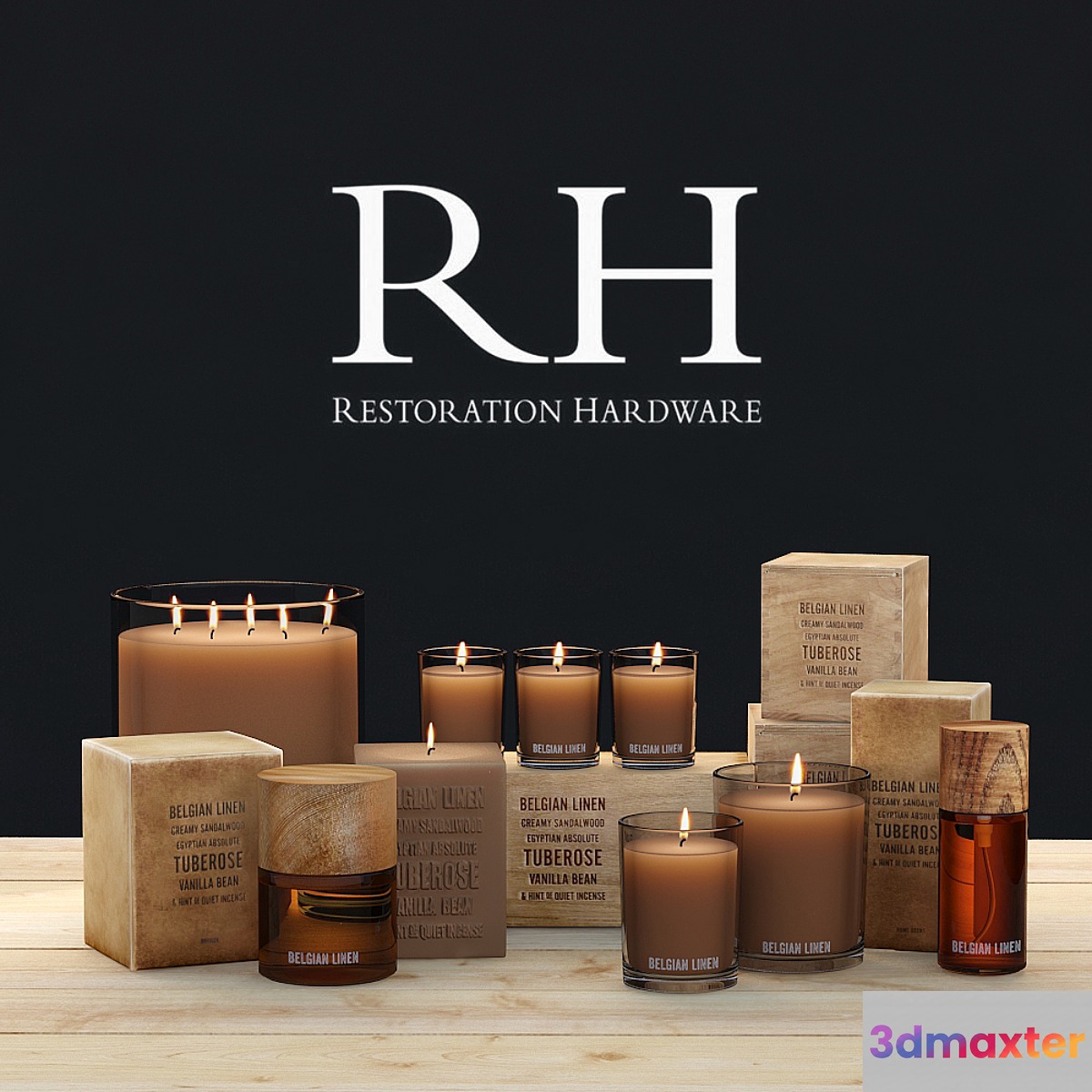Decorative set RH BELGIAN LINEN 3D Max