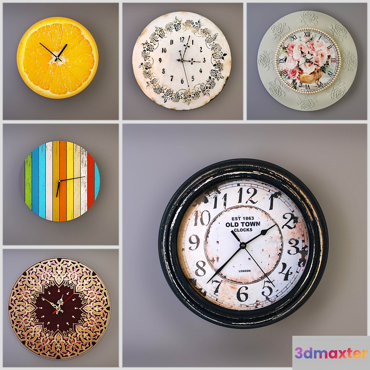 Collection of wall clocks handmade