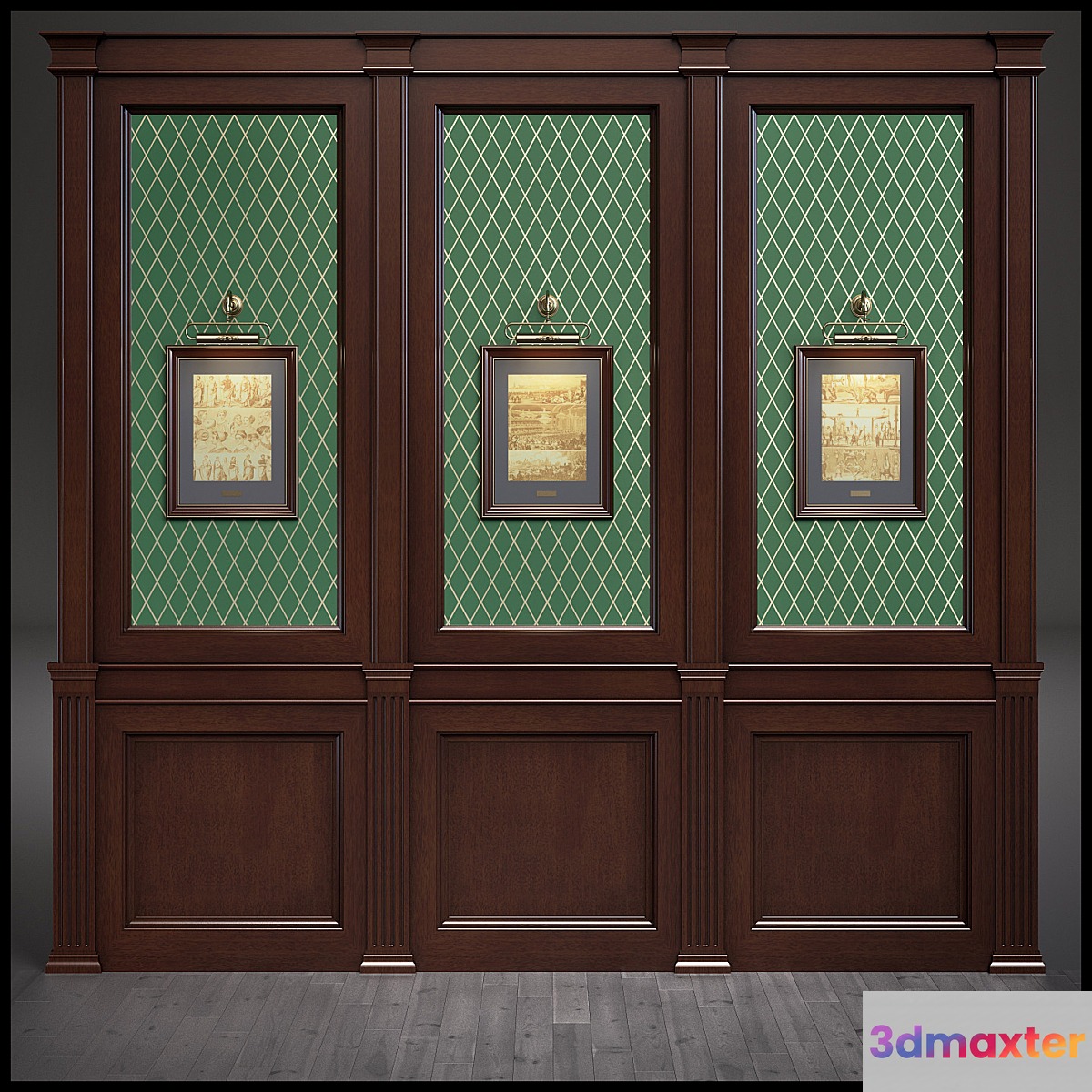 Wood panels for cabinets 3D Max