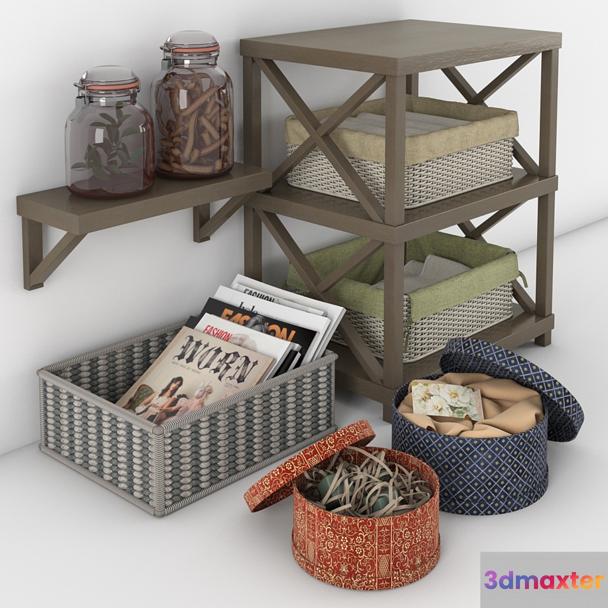 baskets jars and boxes 3D Max