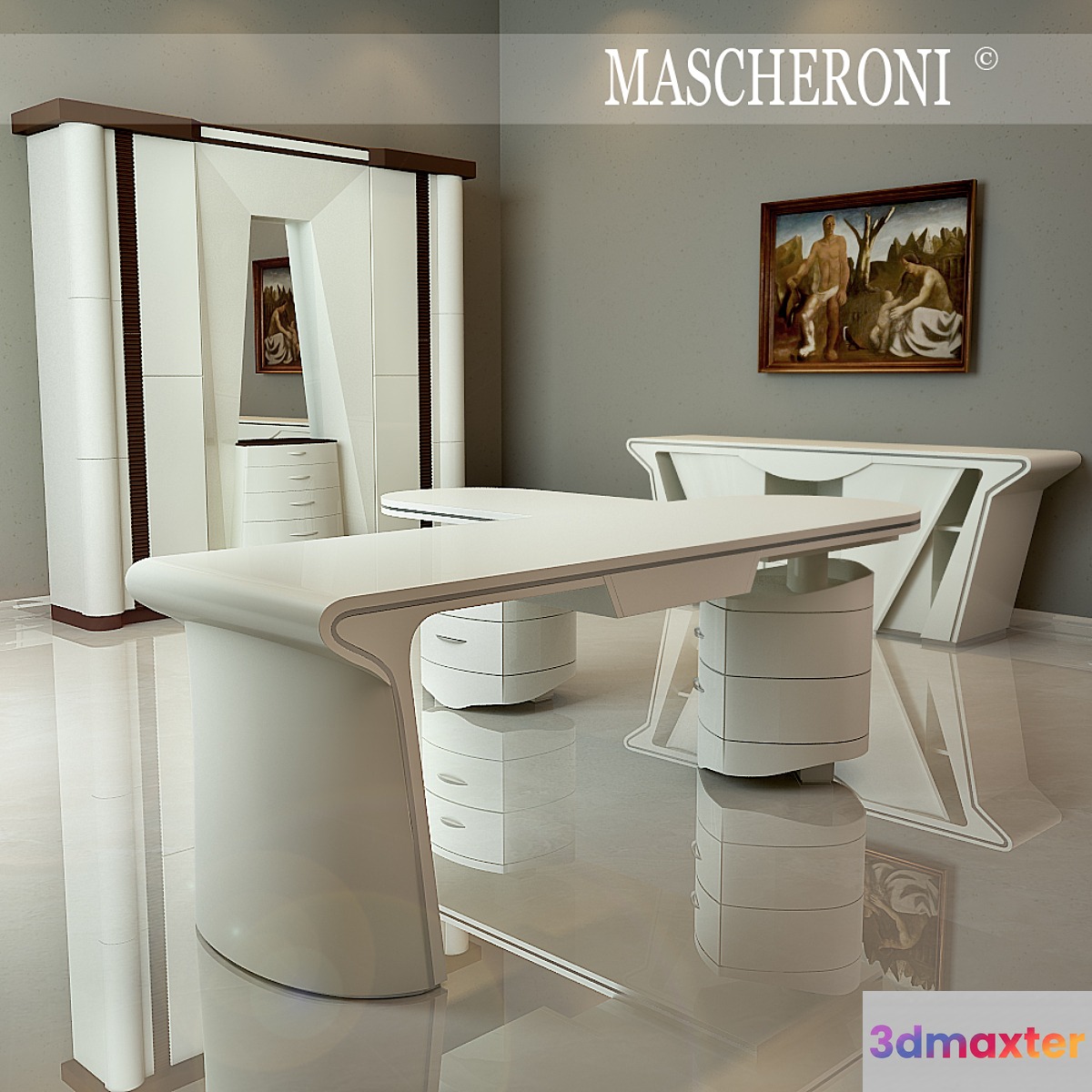 Set of office furniture MASCHERONI 3D Max