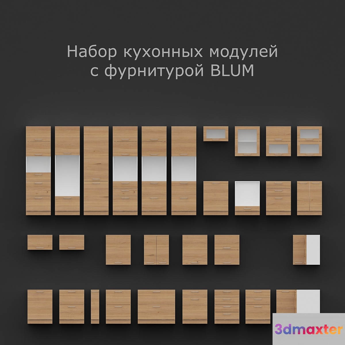 Kitchen units with fittings BLUM 3D Max