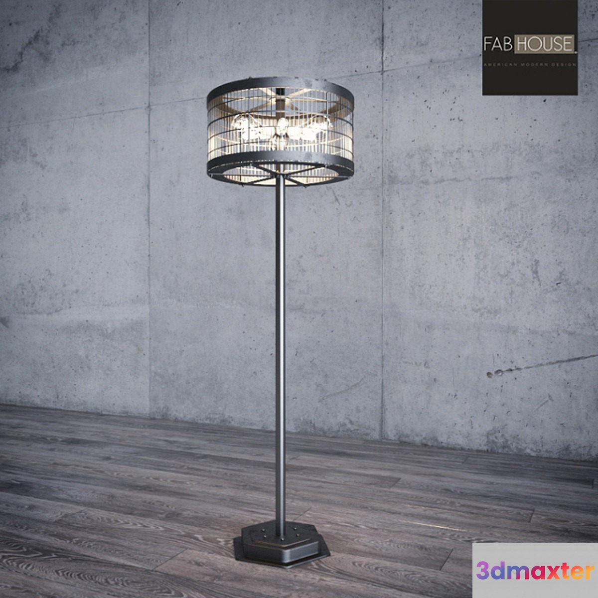 Vintage Cage Floor Lamp - Horizontal 3D Max