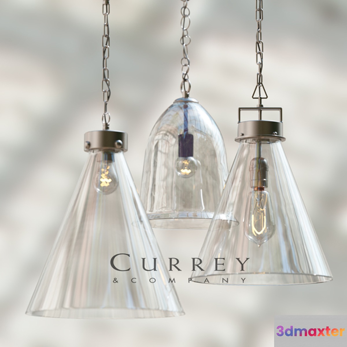 Kitchen glass pendant set by Currey