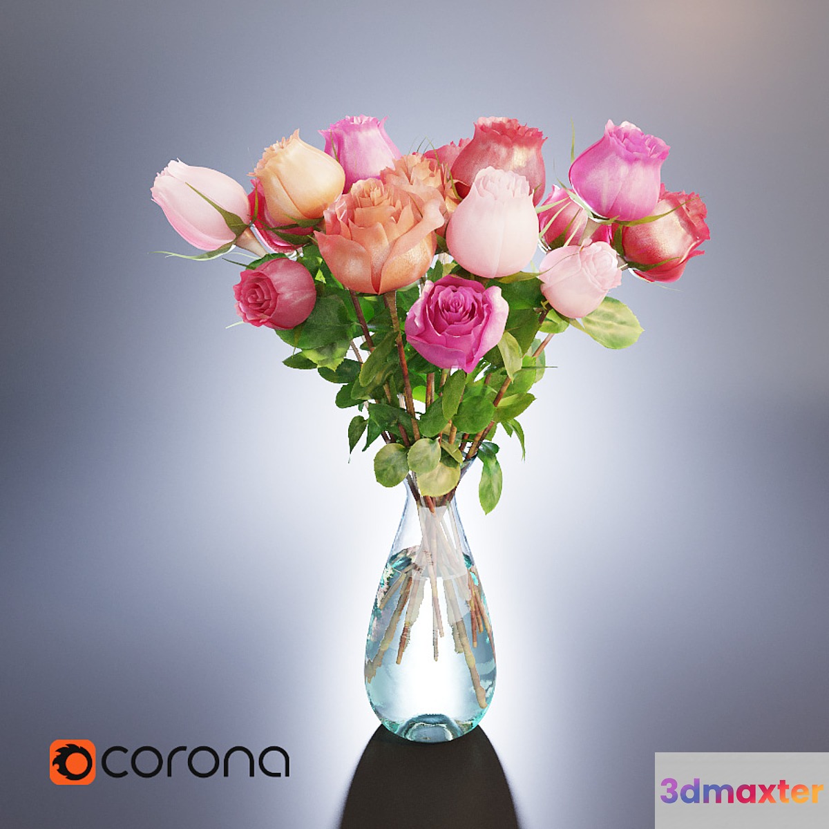A bouquet of roses in a vase