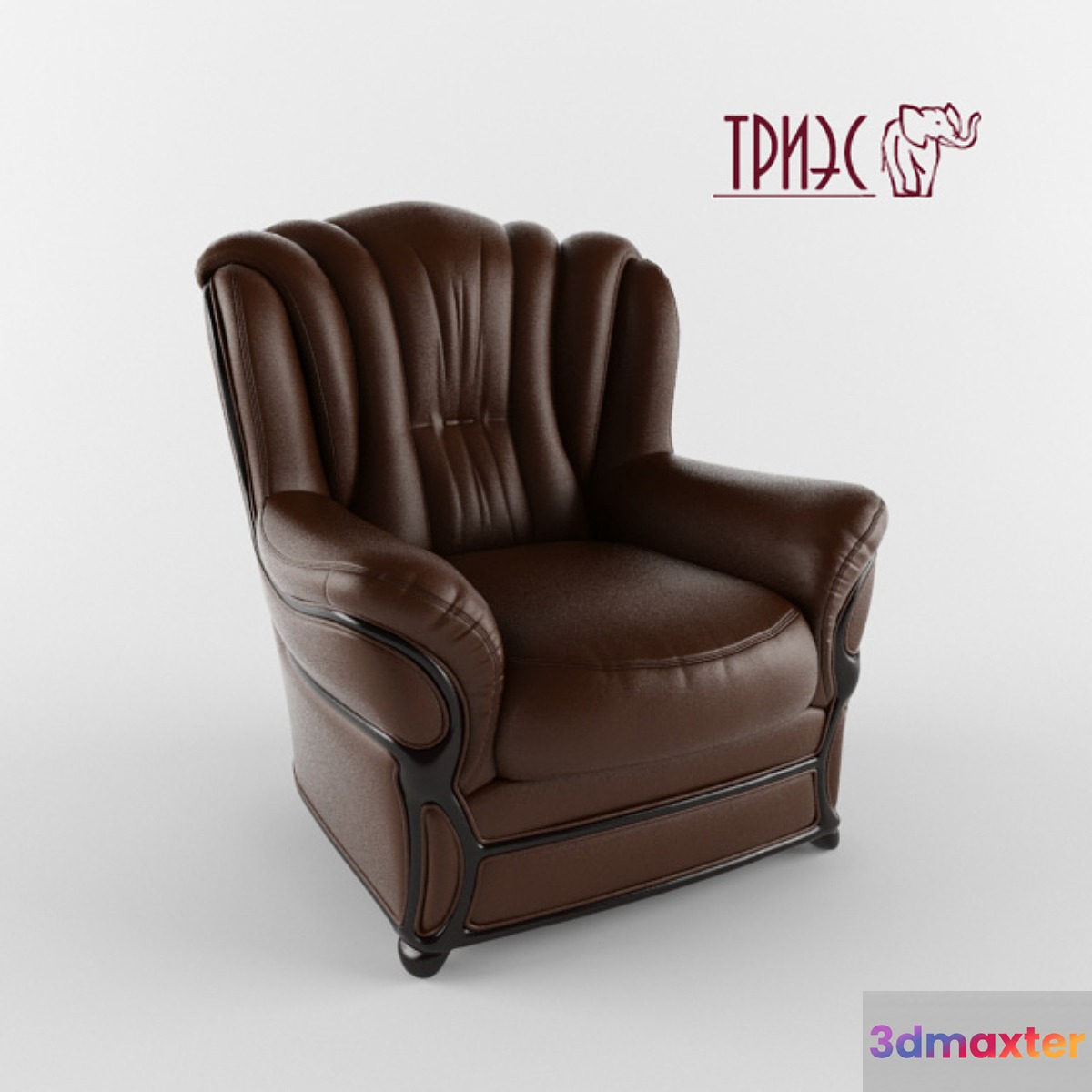 Classic chair made of genuine leather with wooden décor Diana 6 (Factory TRIES) 3D Max