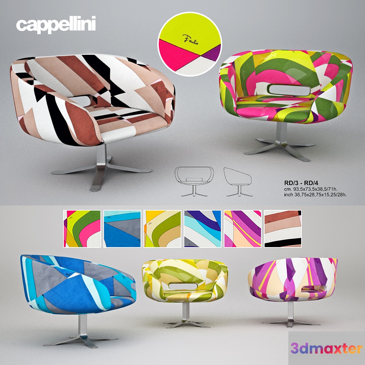Cappellini Rive Droite Armchair 3D Max