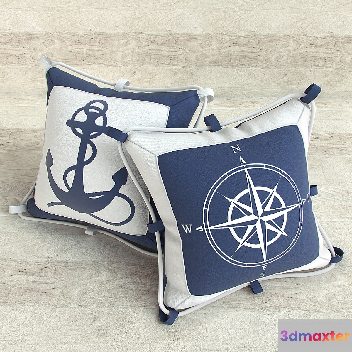 Pillows in marine style 3D Max