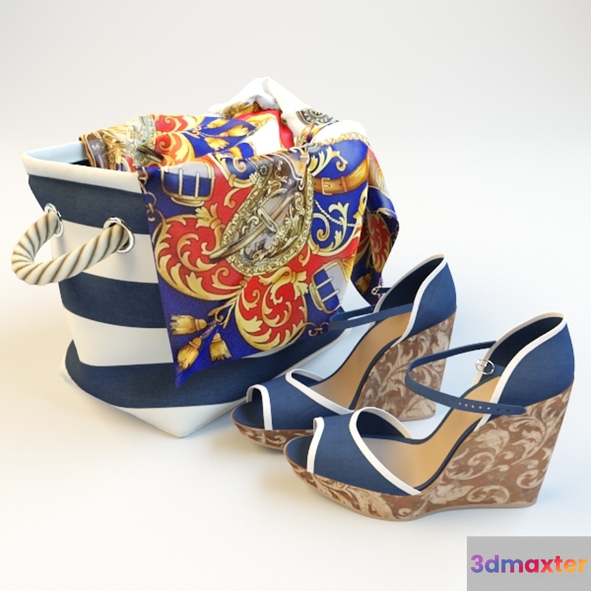 Bag and sandals 3D Max