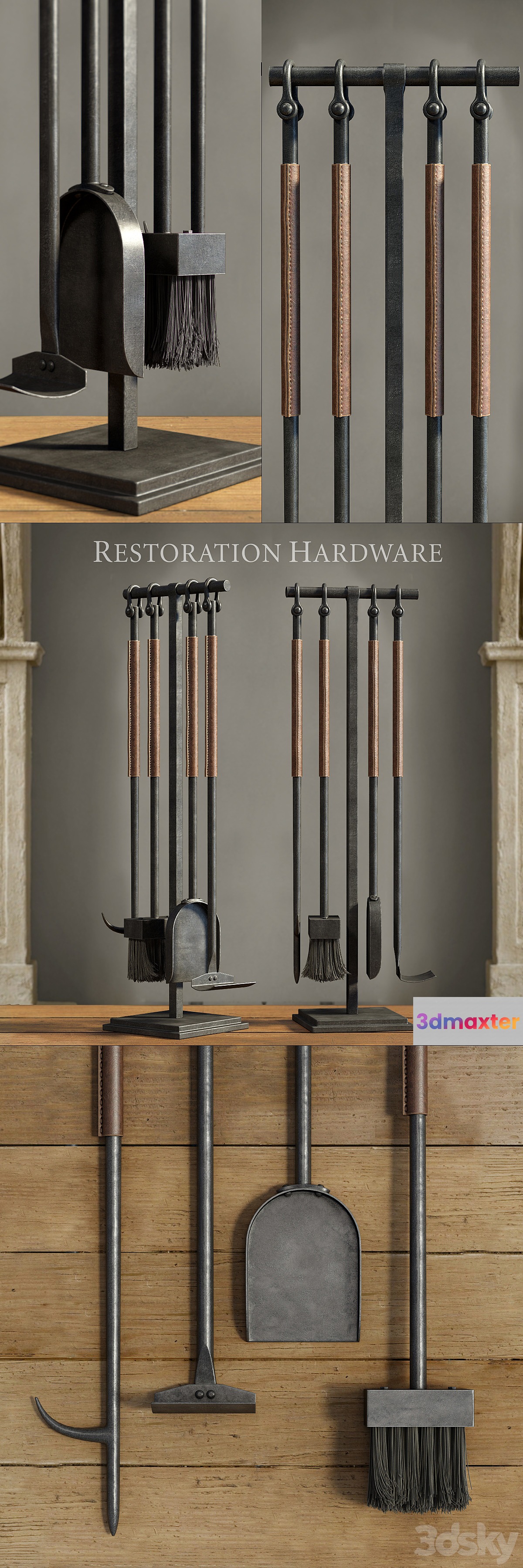 RH _ LEATHER RIVET HEARTH TOOL SET