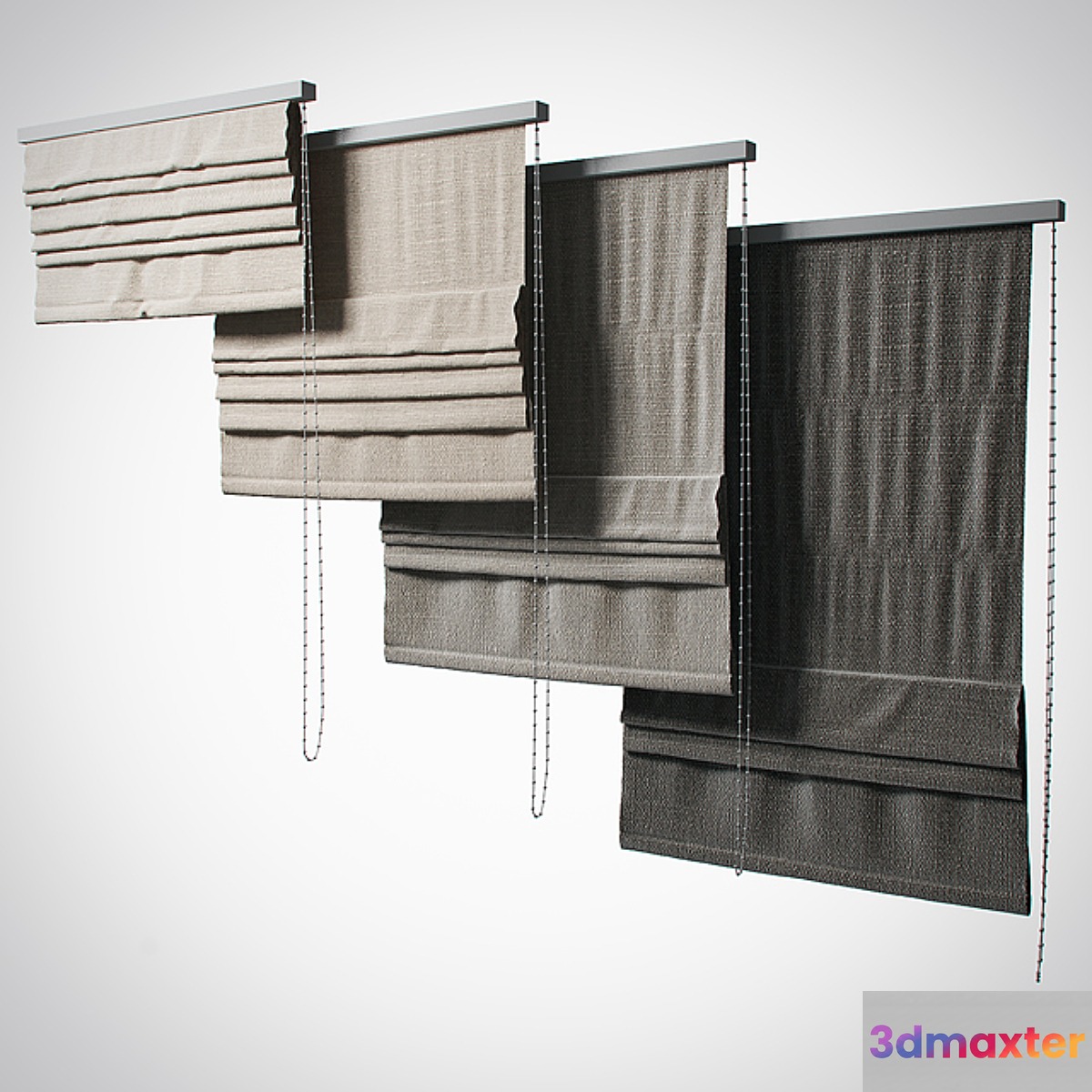 Set Roman blinds (4 stages 3 colors) 3D Max
