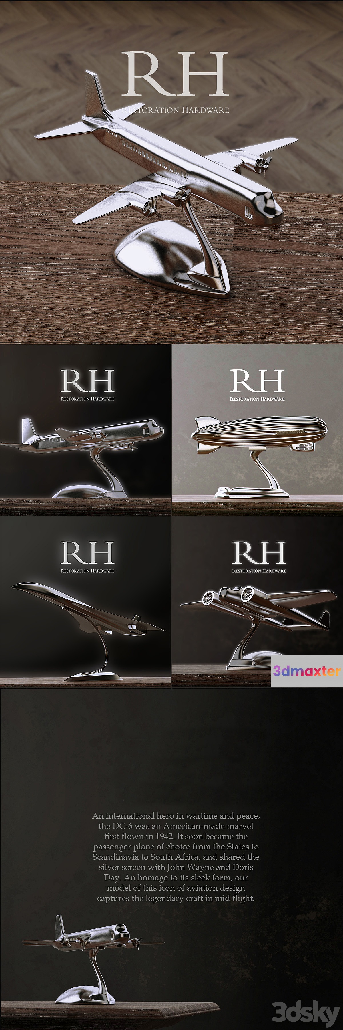 RH AIRCRAFTS DECORATION SET OF 4