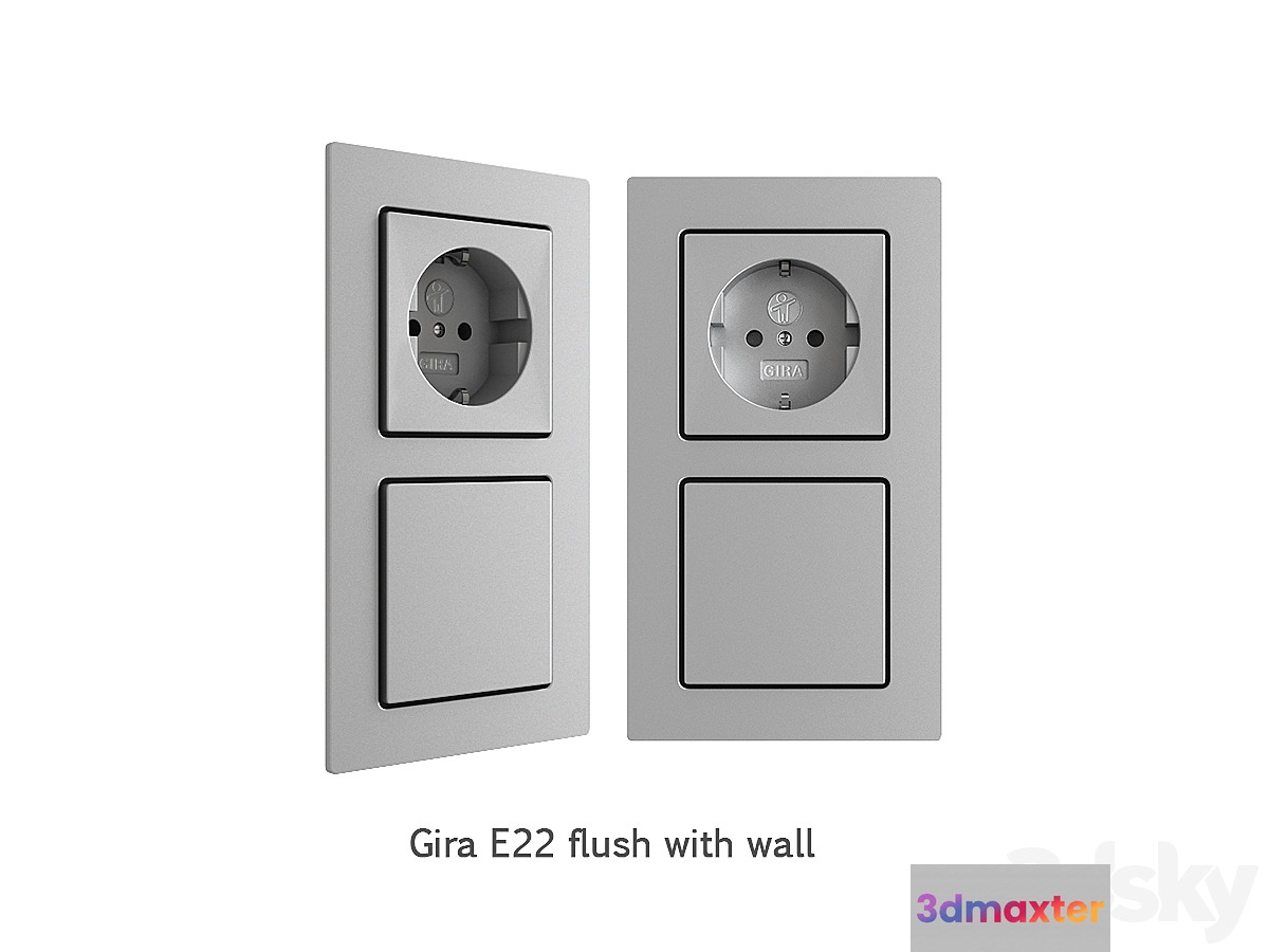 Gira E22 flush with wall 3D Max