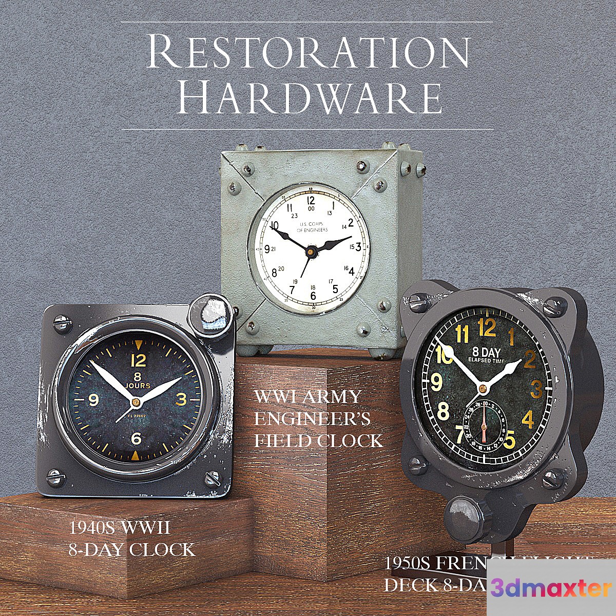 RH CLOCK DECORATION SET OF 3 - No.2