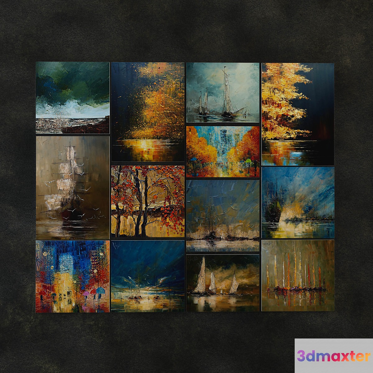 13 large paintings by Justina digging (Justyna Kopania) 3D Max