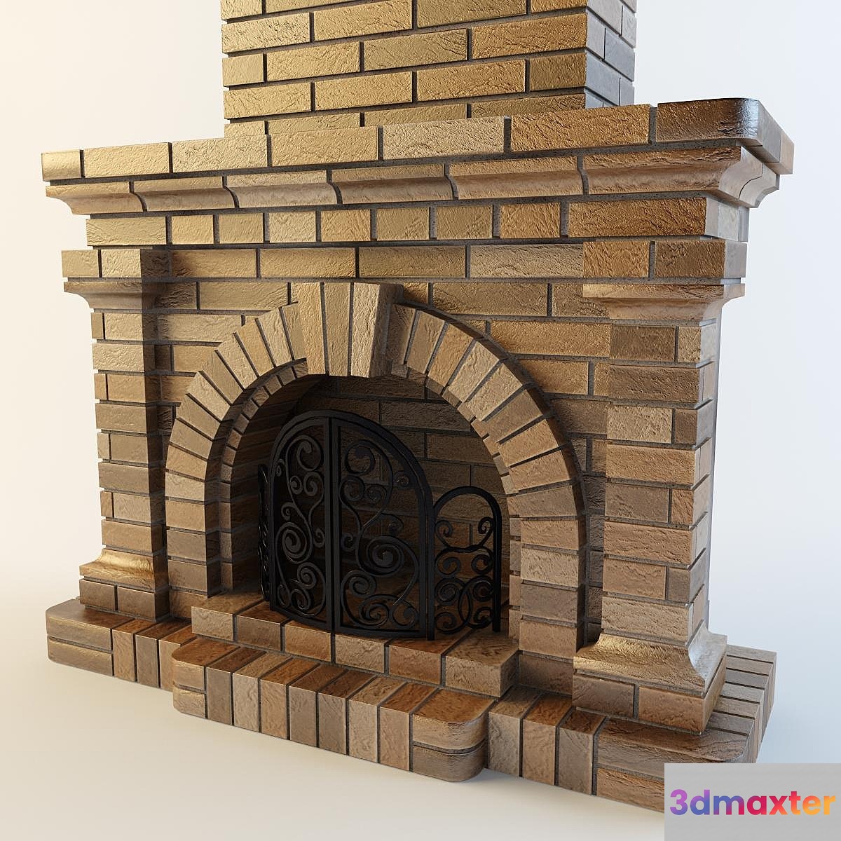 brick fireplace 3D Max