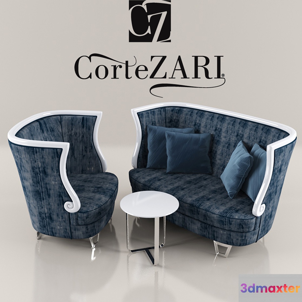 Corte Zari GAUDI sofa armchair and table 3D Max