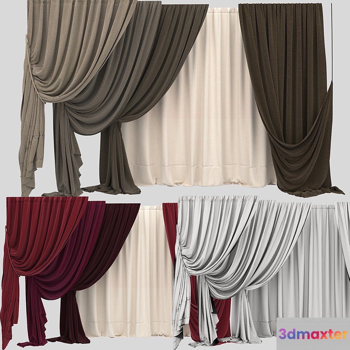Curtain collection 10 3D Max