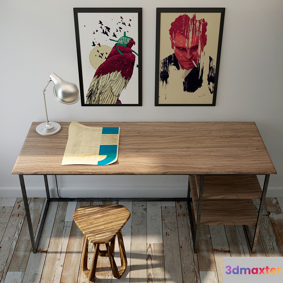 The_desk_metal _ & _ wood 3D Max