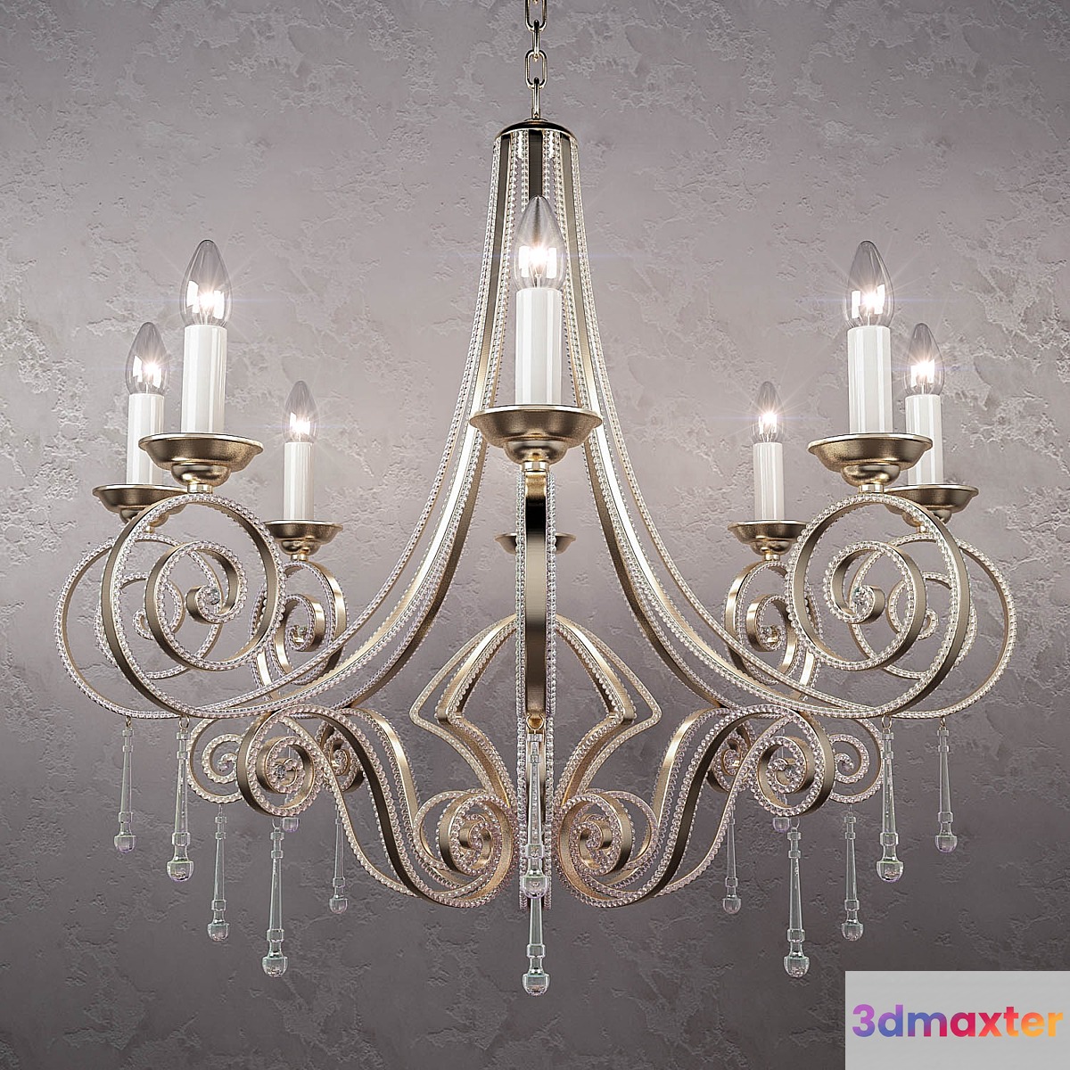 Beaded Wrought-Iron Chandelier 3D Max