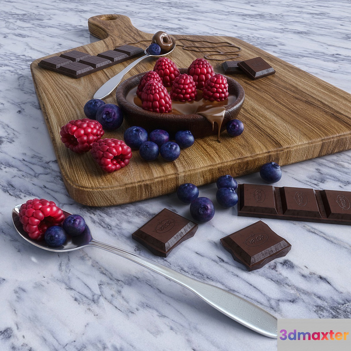 Raspberry and chocolate 3D Max