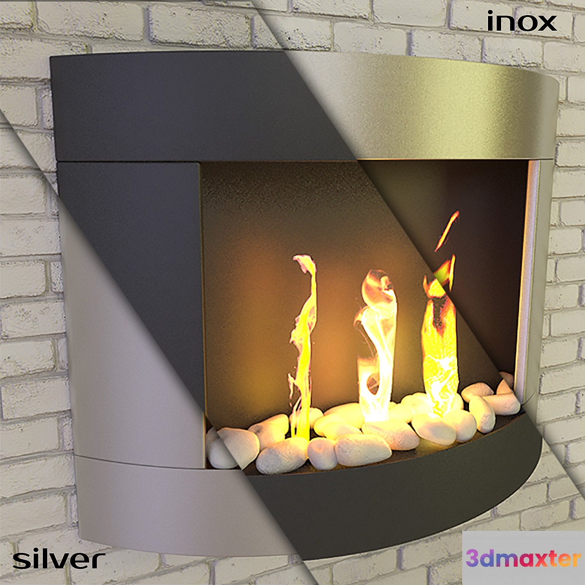 Bio-fireplace Stockholm (Black Silver Inox)