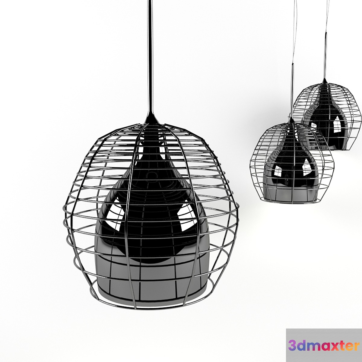 Lamp: Cage Piccola Bianco Nero.