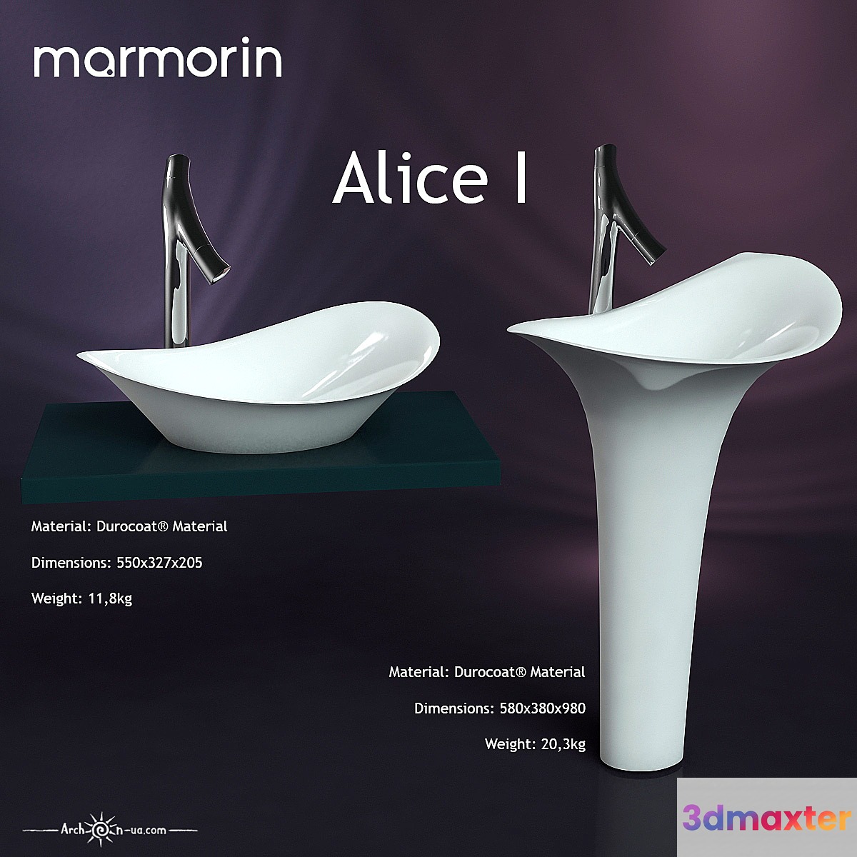 Washbasins Marmorin ALICE I 3D Max