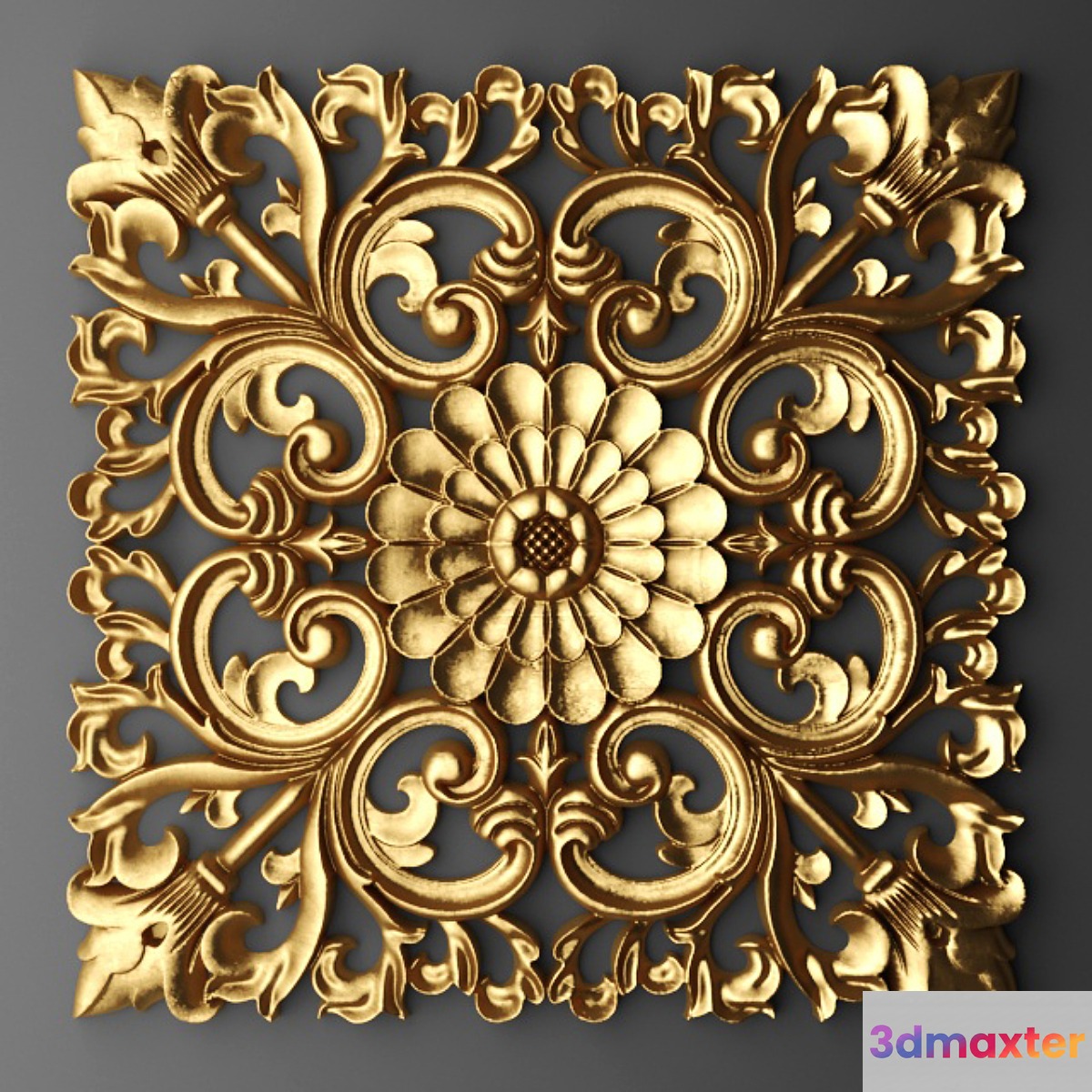 Rosette pattern carving.