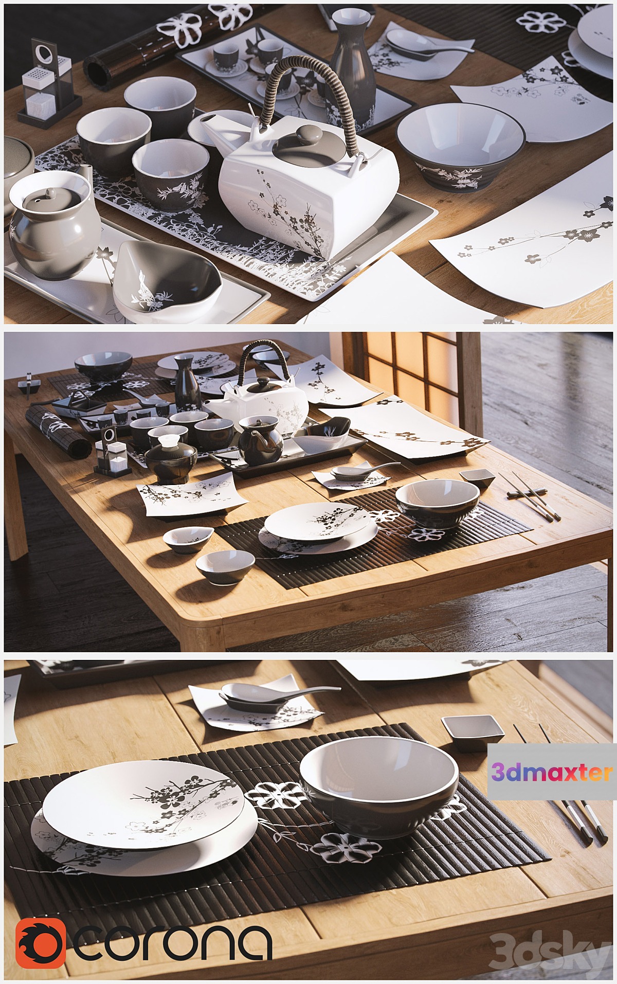 A set of dishes in the Japanese style. _ Japanese-style tableware.