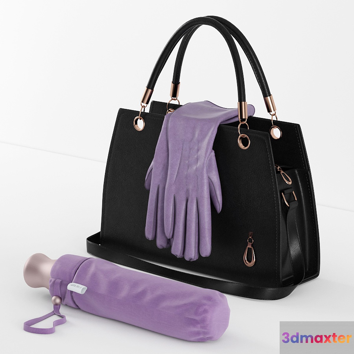 bags gloves and an umbrella in the bag
