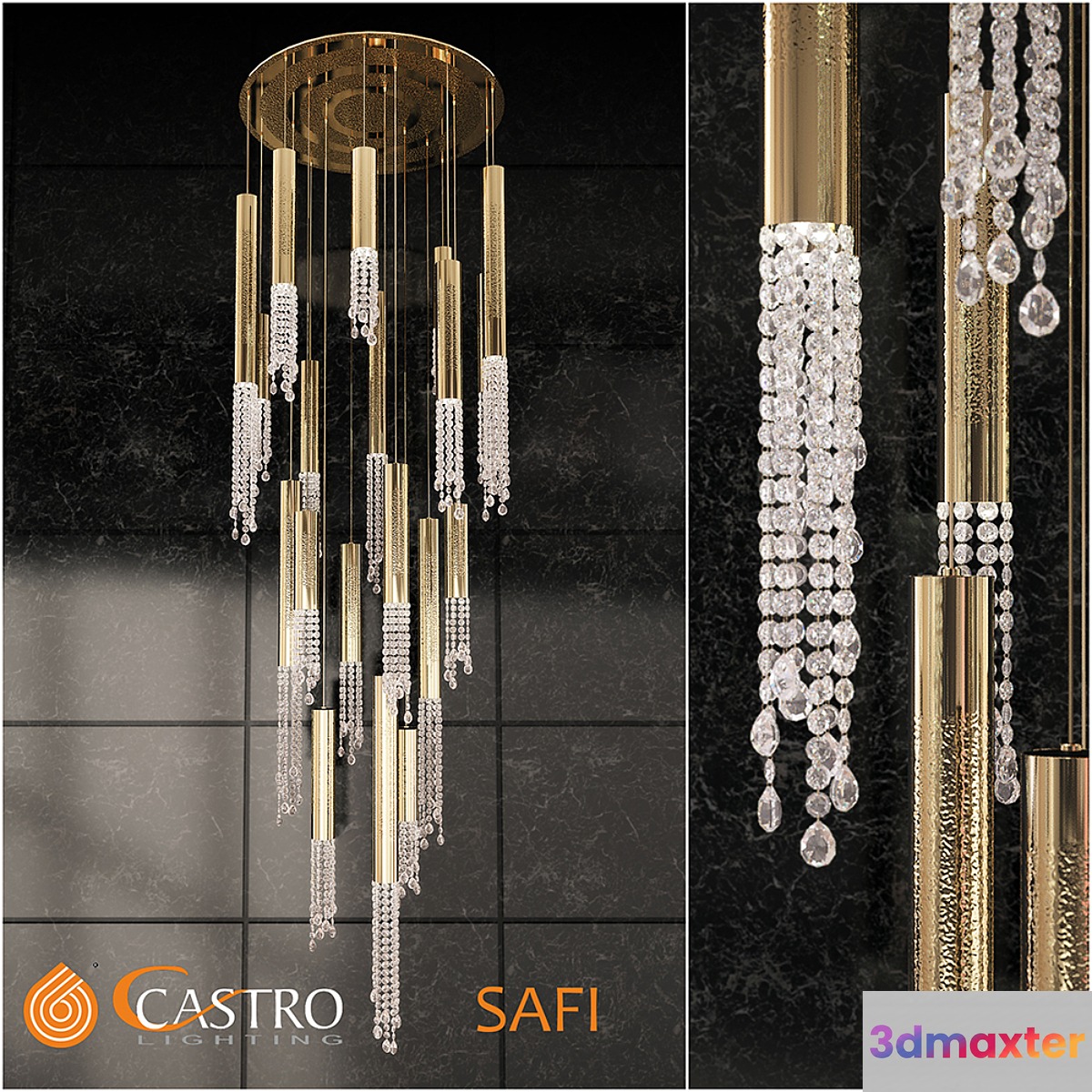 Cascade chandelier Castro lighting SAFI