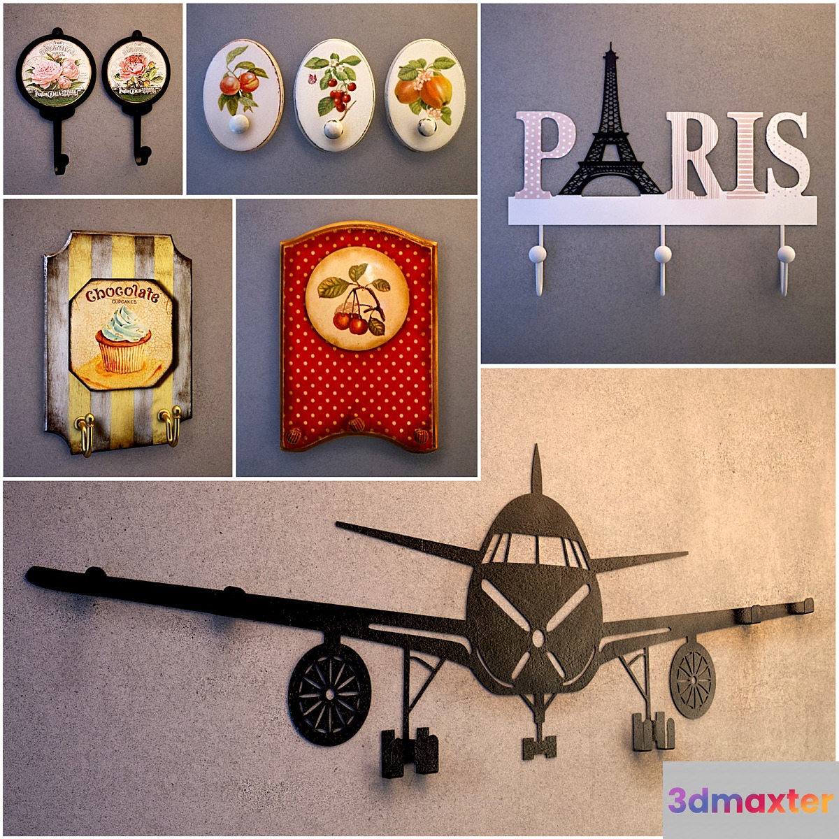 Wall hangers for clothes keys bags towels (Collection №3) 3D Max