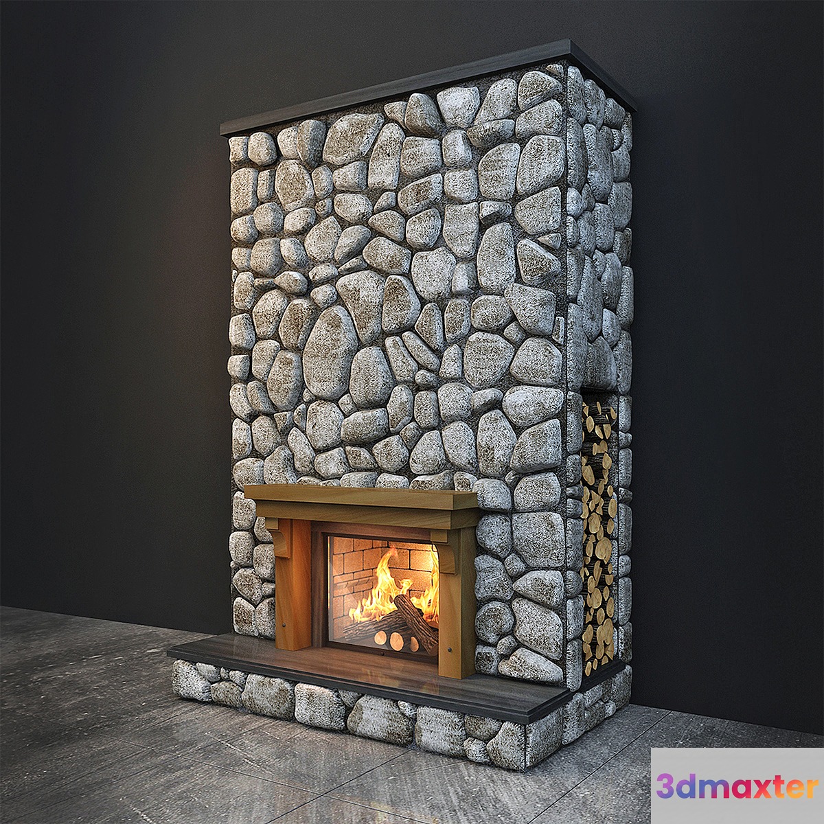 Fireplace stone 3D Max