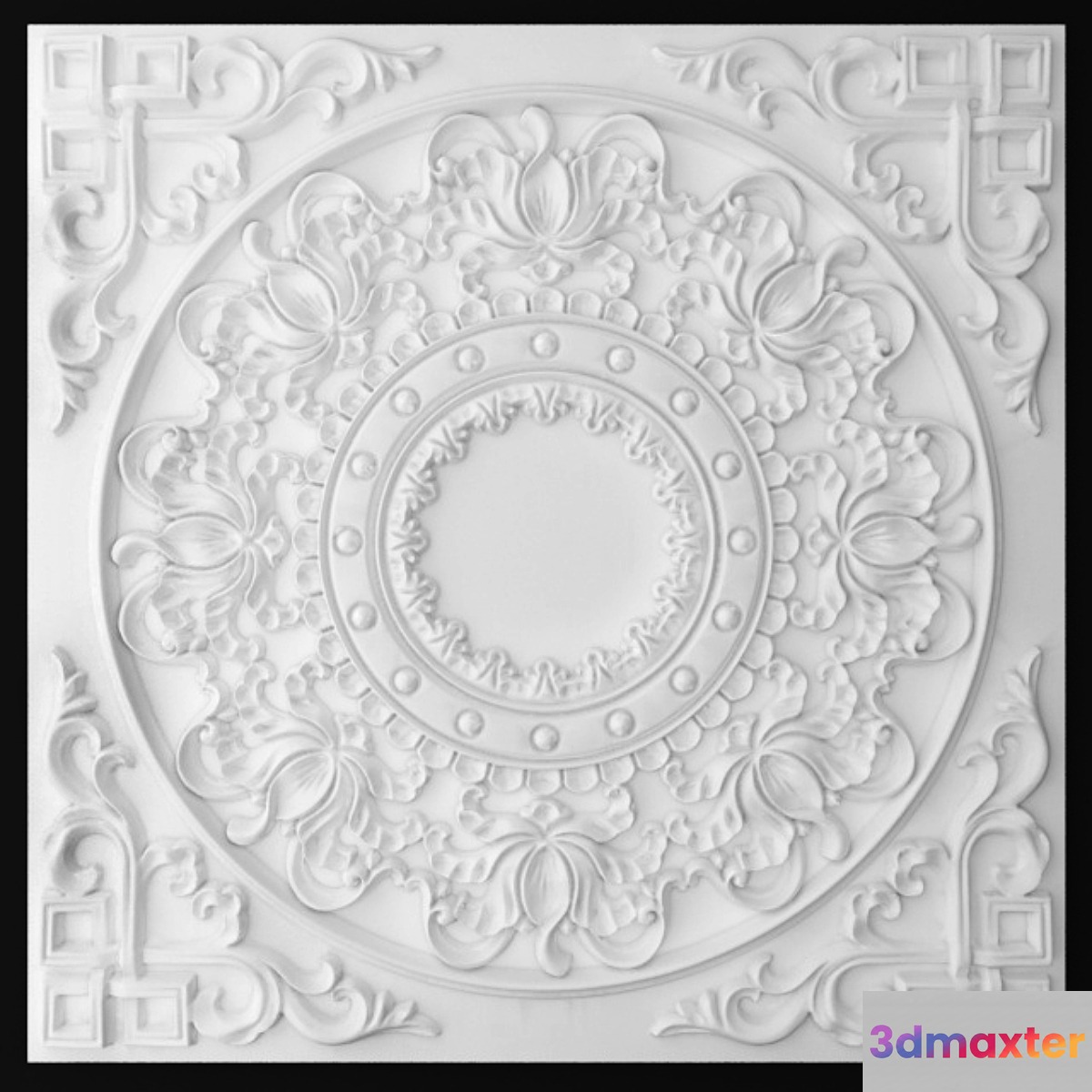 Rosette pattern carving ceiling. 3D Max