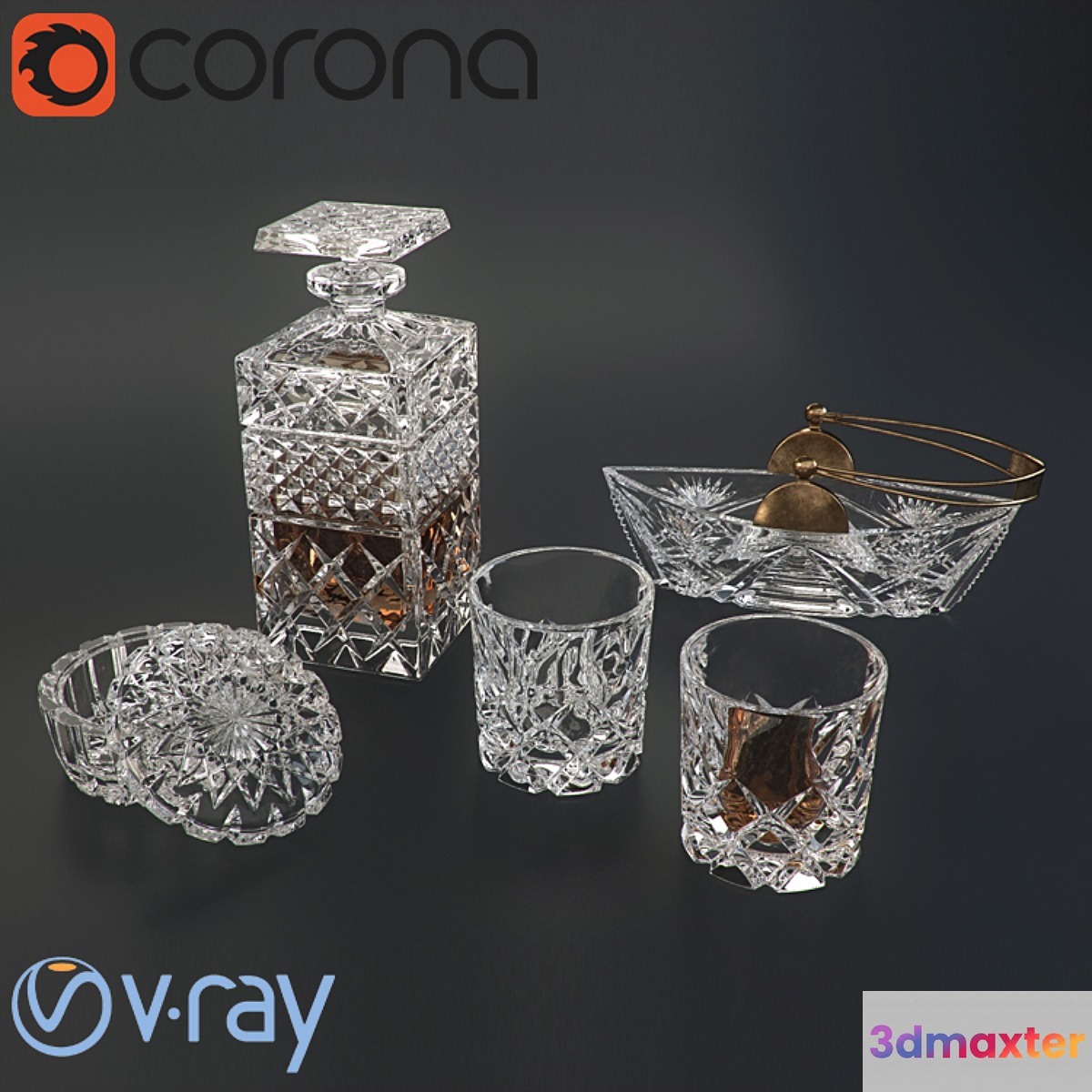 A set of crystal glassware