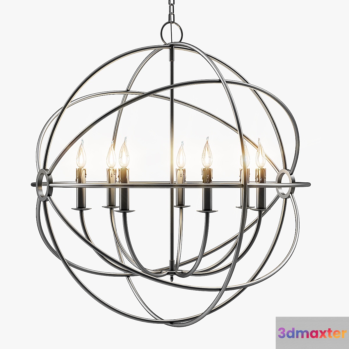 Foucault's Iron Orb Chandelier Rustic Iron Medium