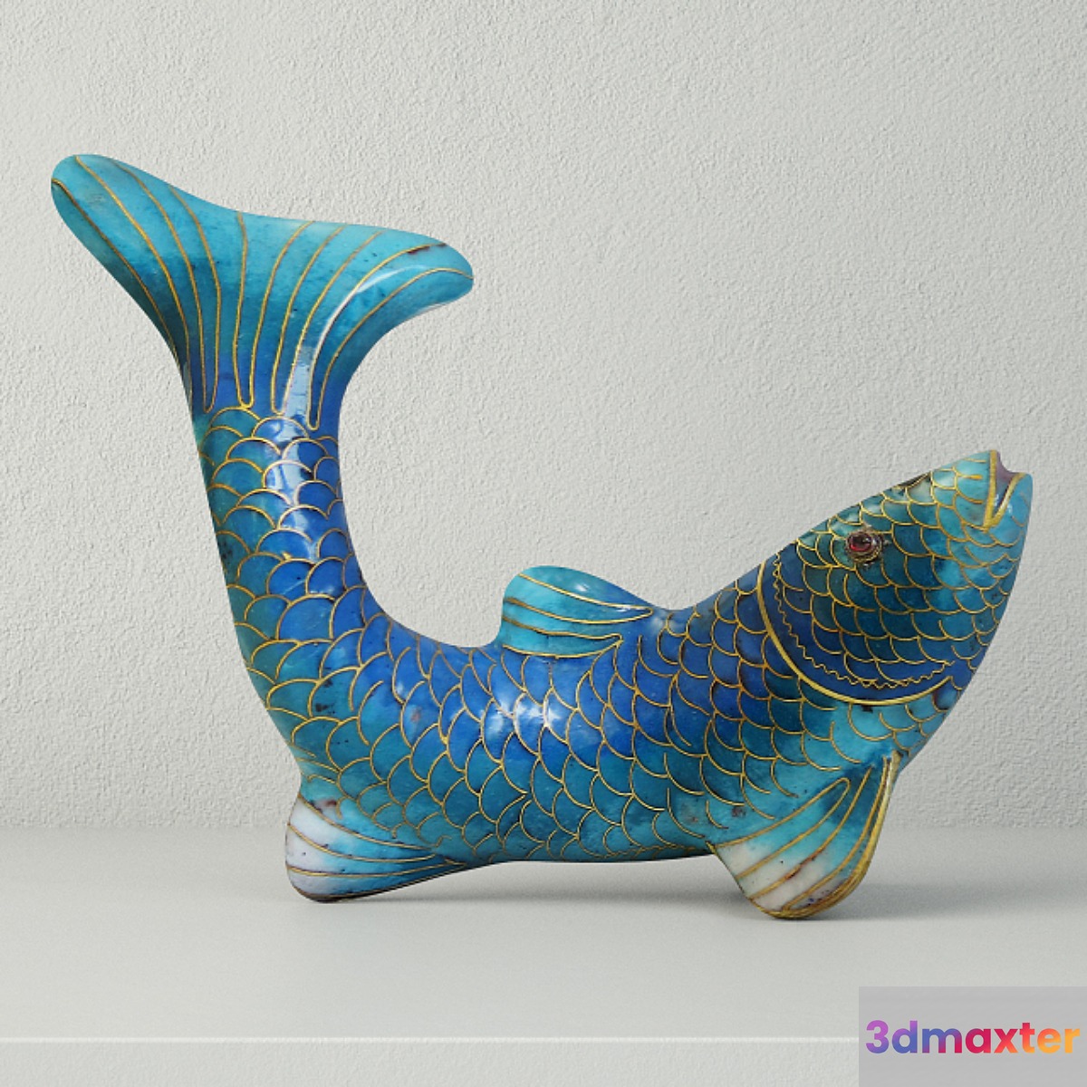 Cloisonne Koi Fish with Garnet Eyes 3D Max