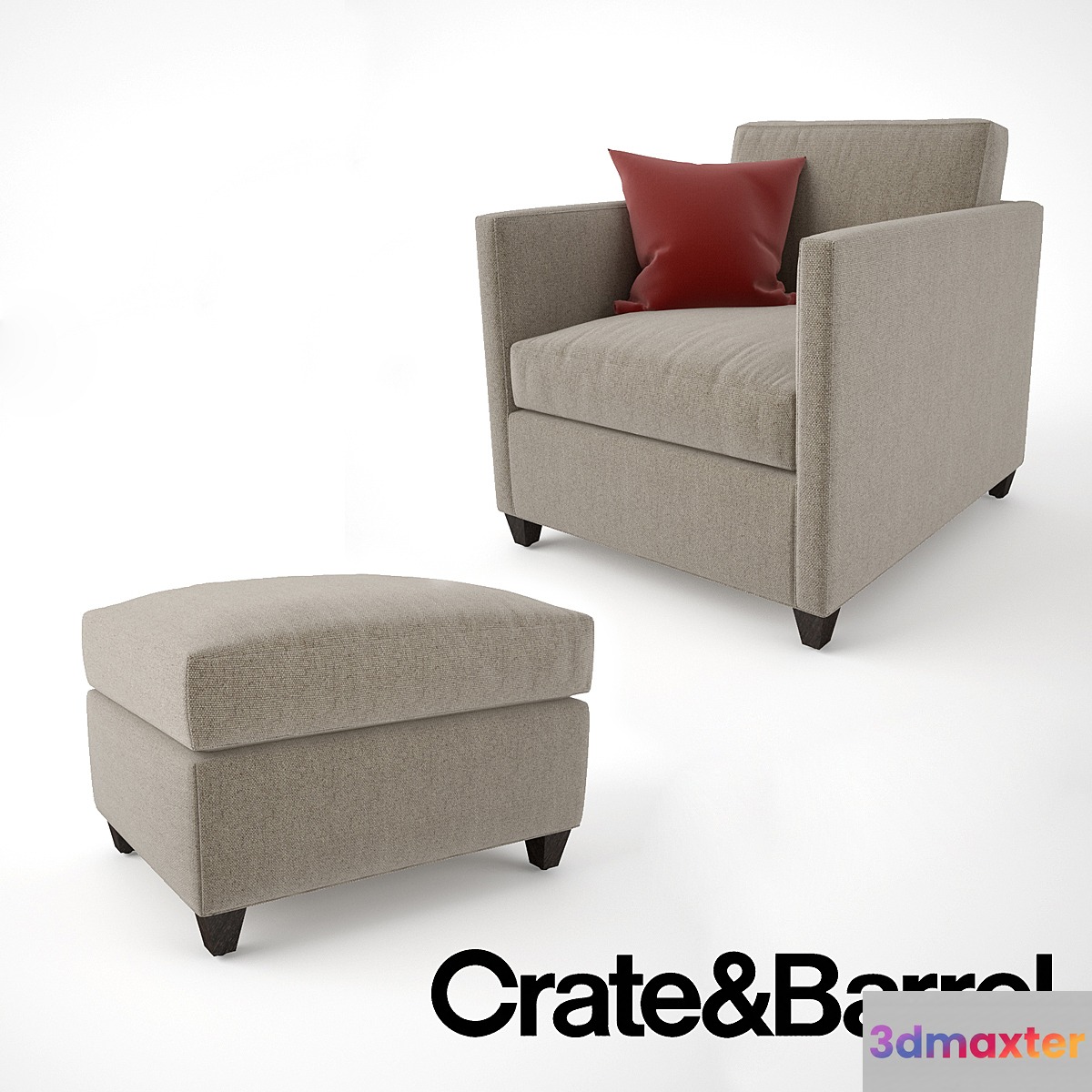 Crate and Barrel Dryden Chair and Ottoman 3D Max