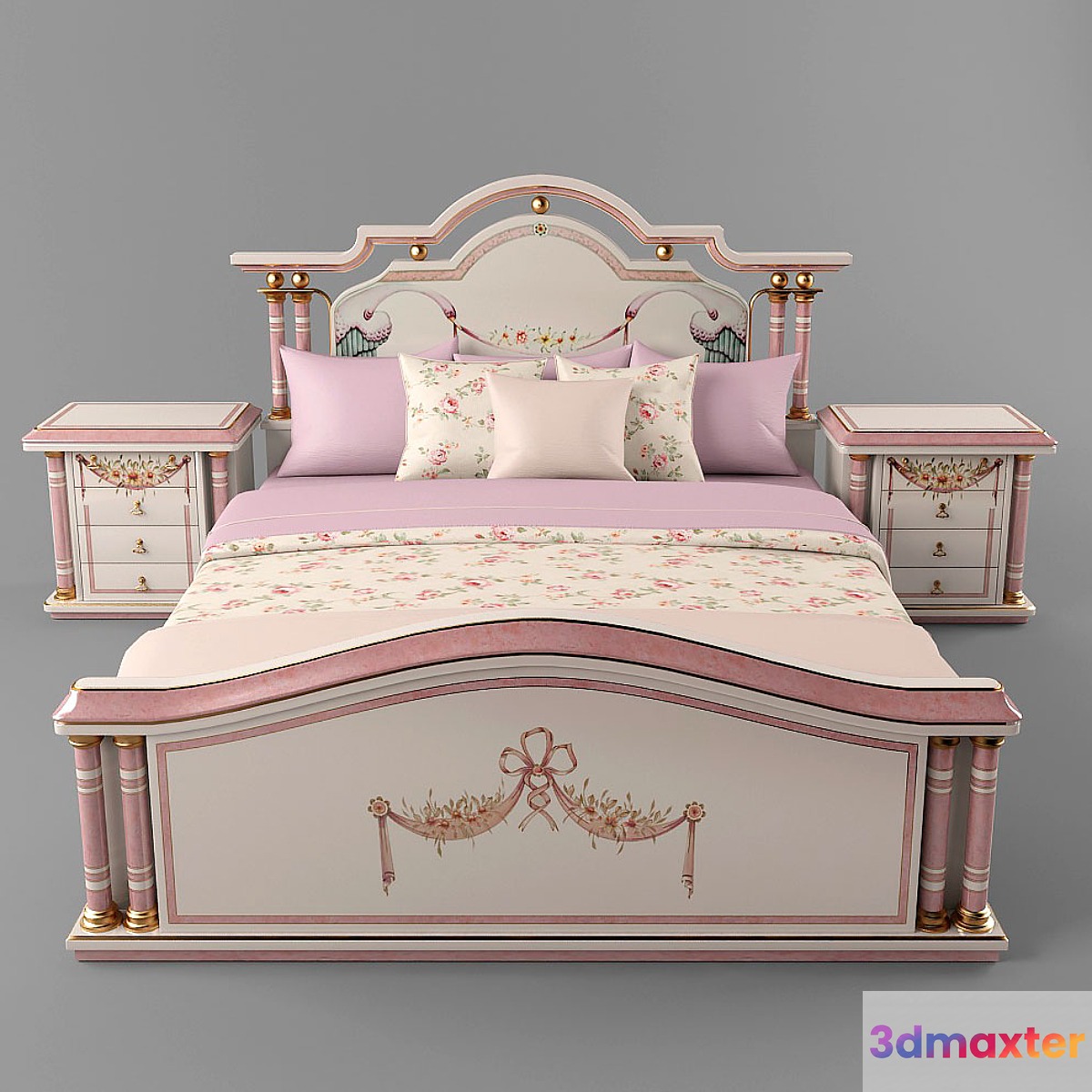 Bed and tables classic. 3D Max