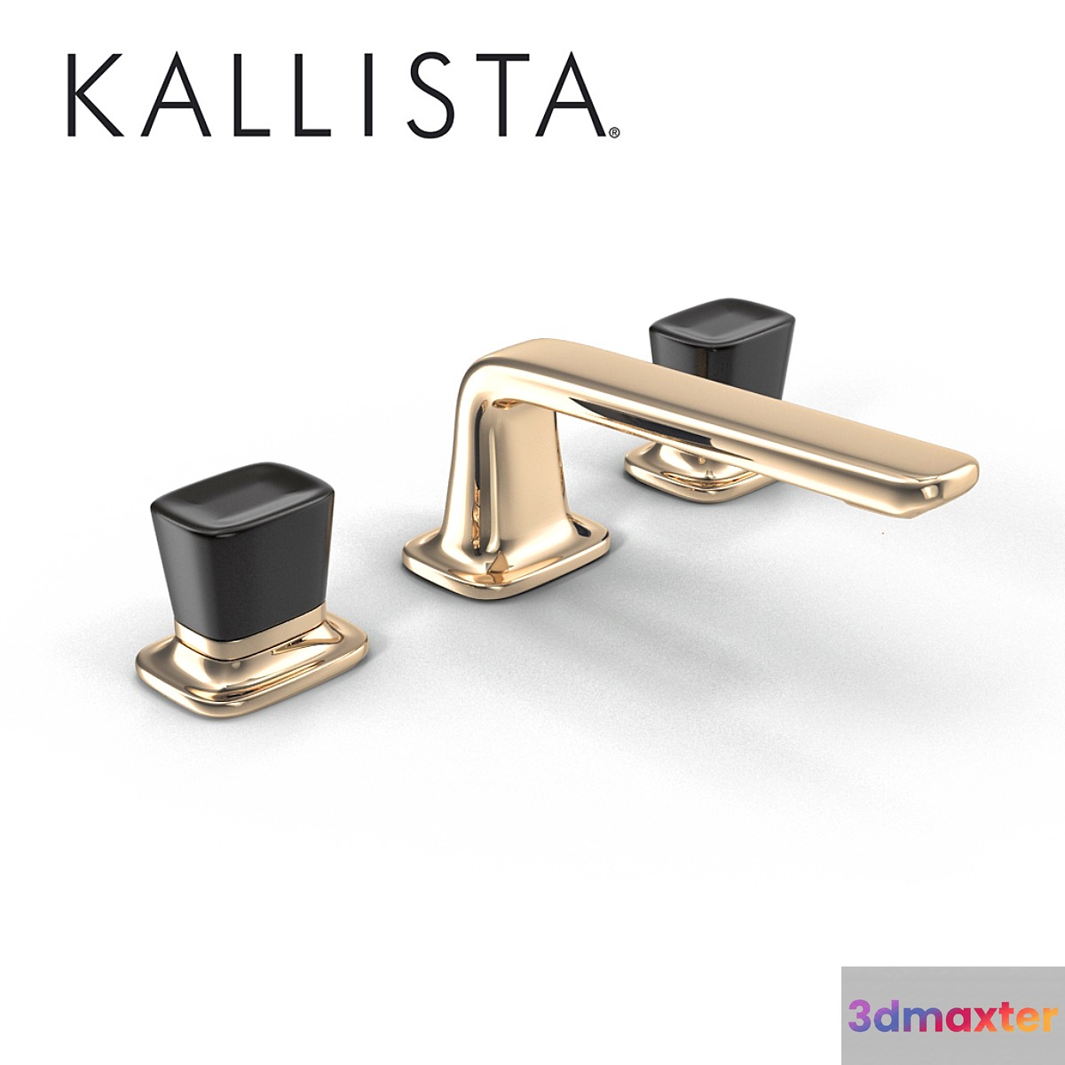 Kallista BASIN FAUCET SET BLACK CRYSTAL KNOB HANDLES