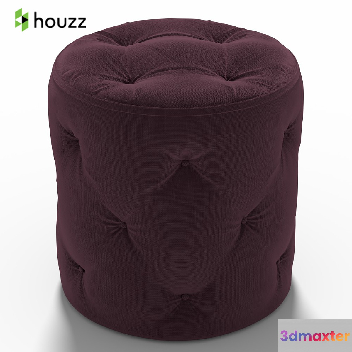 Stool Curves Tufted Round Ottoman Purple