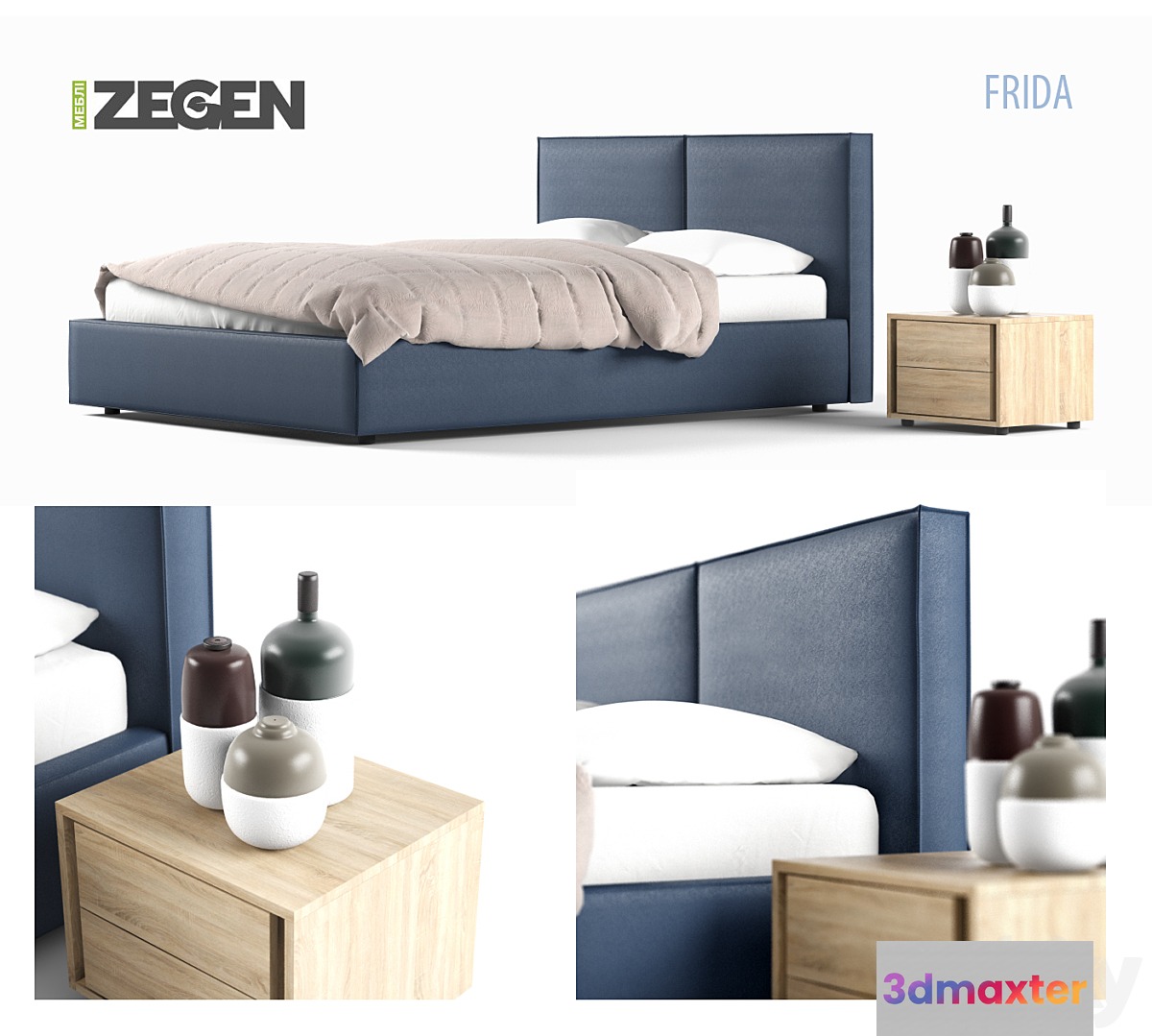 Bed and bedside table decor company Zegen +