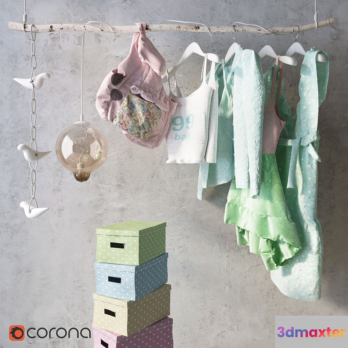 set of clothing for girls 3D Max