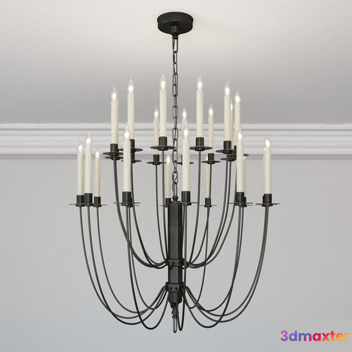 Thomas O Brien Erika Two-Tier Chandelier in Aged Iron by Visual Comfort TOB5205AI 3D Max