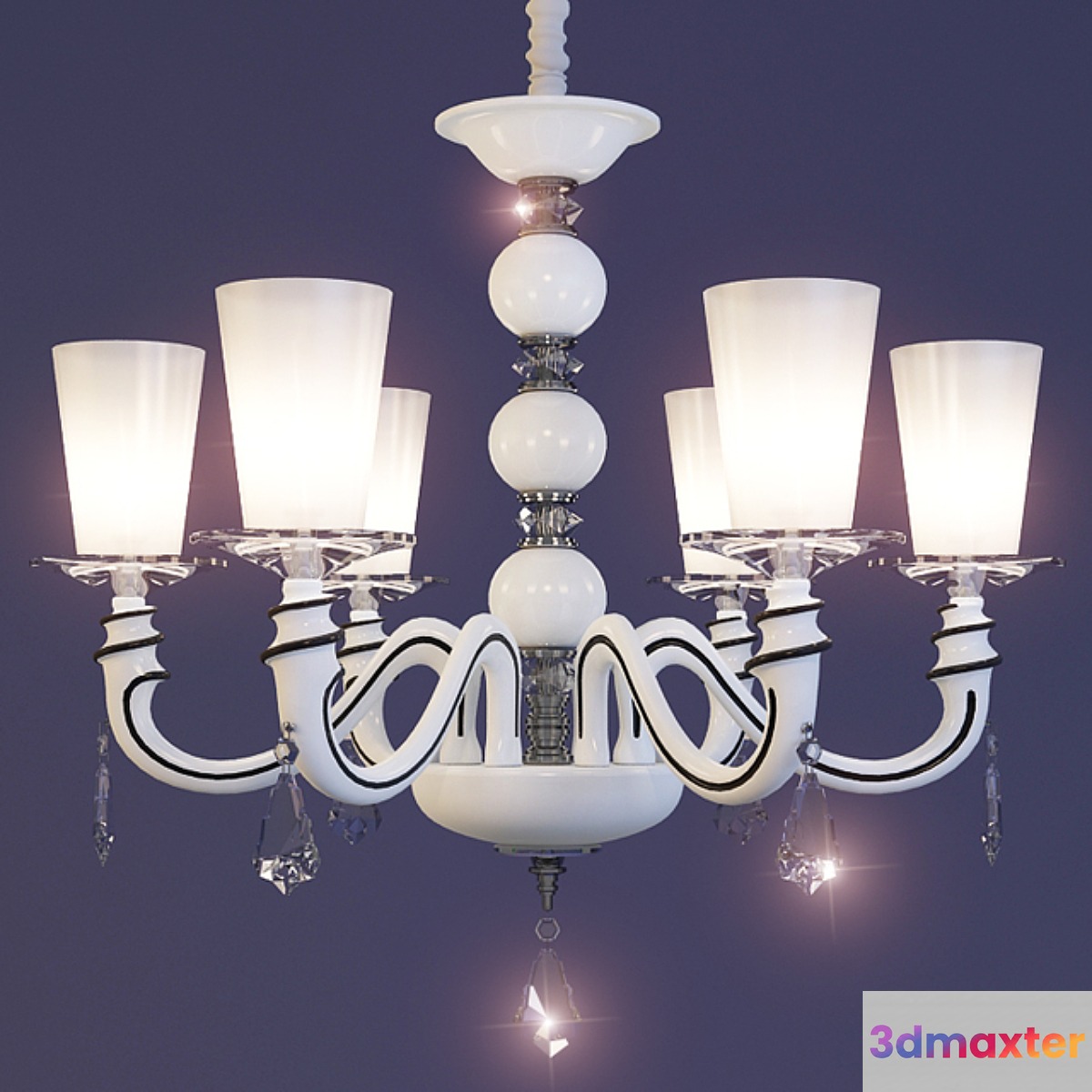 Chandelier Arte lamp A3006LM-6WH series ALBINA 3D Max
